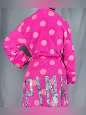 VS PINK Sequin Polka Dot Furry Robe